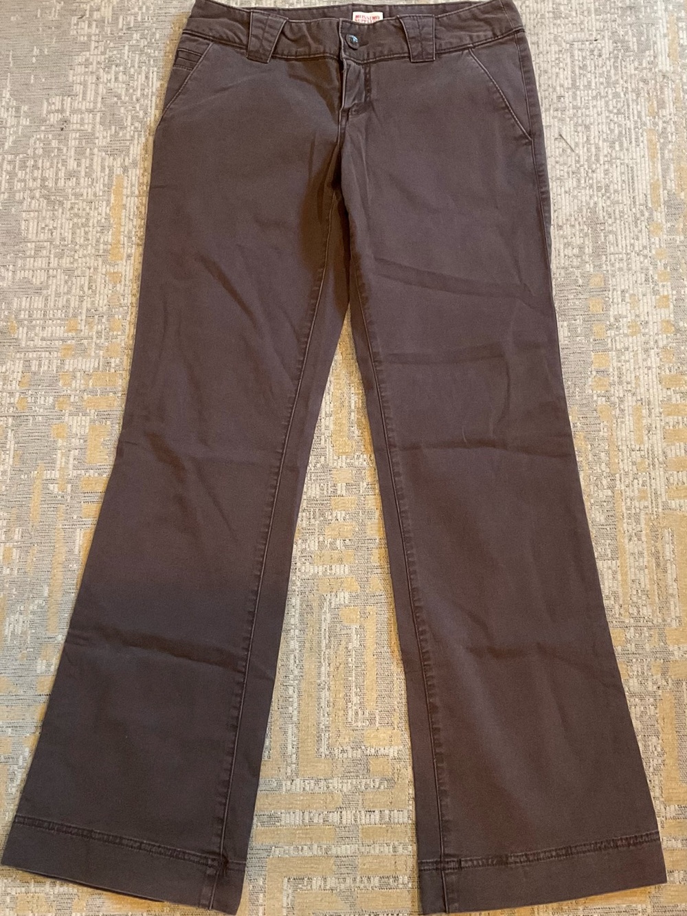 Vintage Y2K Mossimo Low Rise Flare Pants Sz 7 Utility School Office Brown Nice!